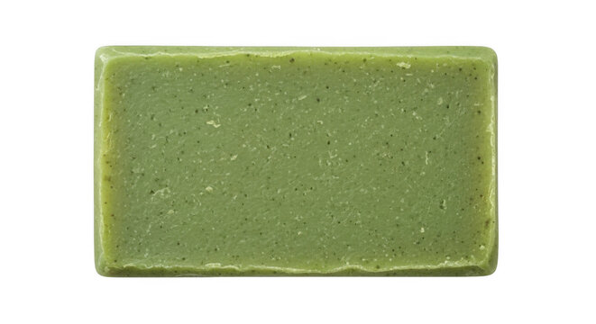 Green herbal soap bar isolated on white background for spa and skincare product design