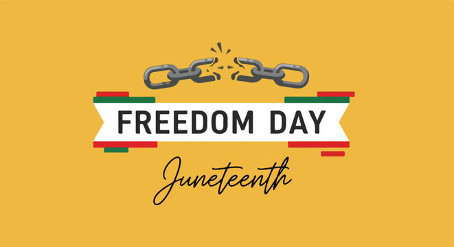 Juneteenth Freedom Day Banner with Broken Chain Vector Illustration
