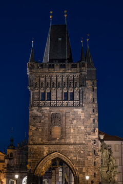 Old Town Bridge Tower At Night In Prague