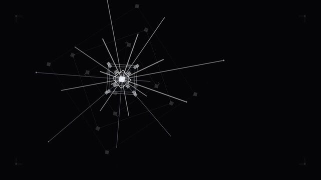 Abstract Geometric Animation with Expanding White Lines and Squares
