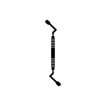This is a minimalist vector illustration of a Lucan Bone Curette icon, featuring a simple, clean, and solid glyph style. The icon can be used as a symbol, sign, or logo.