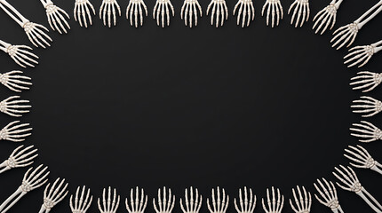 Naklejka premium Minimalist border design made of stylized skeletal hand illustrations