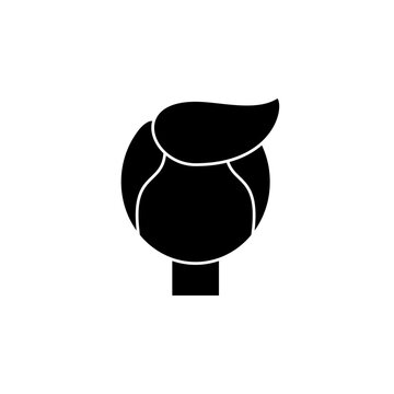 This is a minimalist vector illustration of a Male Avatar icon, featuring a simple, clean, and solid glyph style. The icon can be used as a symbol, sign, or logo