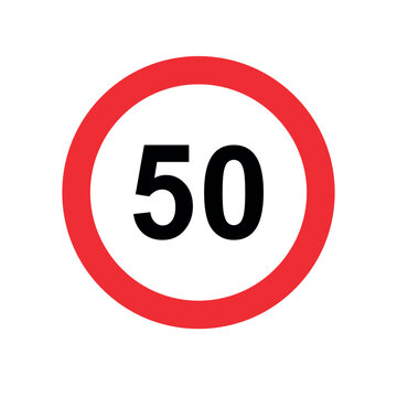 Vector flat speed limit road sign isolated on white background