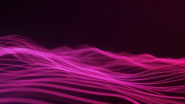 Abstract glowing pink waves flowing smoothly in dark space with subtle illumination