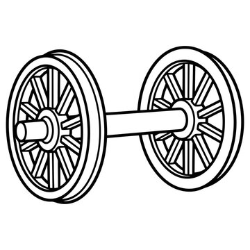 Train wheelset icon, railway carriage axle with steel wheels for locomotive transport.