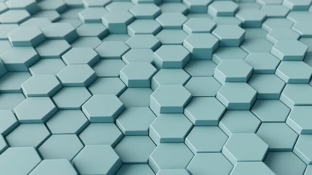 Flowing hexagonal pattern with subtle depth and light shifts during a gentle camera sweep