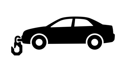 Naklejka premium Car silhouette with tow hook against white background vector graphic
