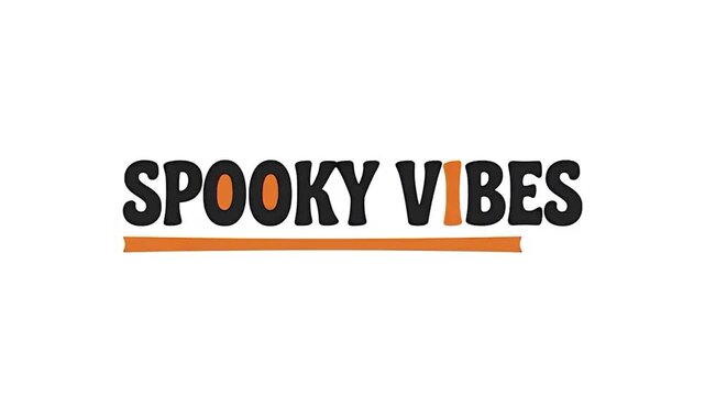 Animated black text spelling spooky with orange accents on white background helloween design black letters holiday typography seasonal creepy