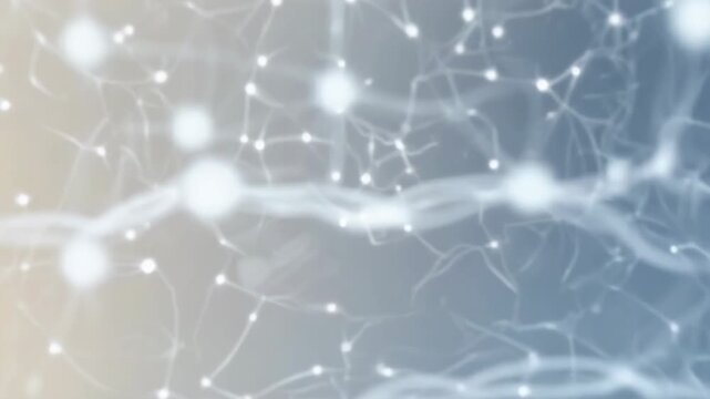 Abstract neural network brain visualization in soft gradient light with glowing nodes and connections
