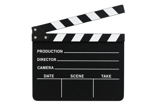 Movie clapper board isolated on transparent background.