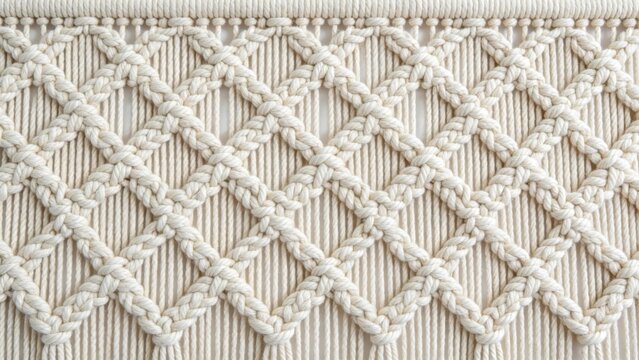 Off-white macrame knotted pattern