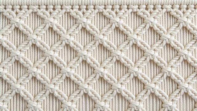 Off-white macrame knotted pattern