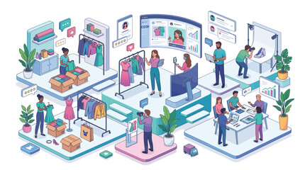 Fototapeta premium Diverse group of professionals collaborating in modern office setting.