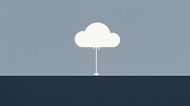 Minimal diagonal motion graphic representing cloud computing and digital connectivity through a simple cloud and connecting line.