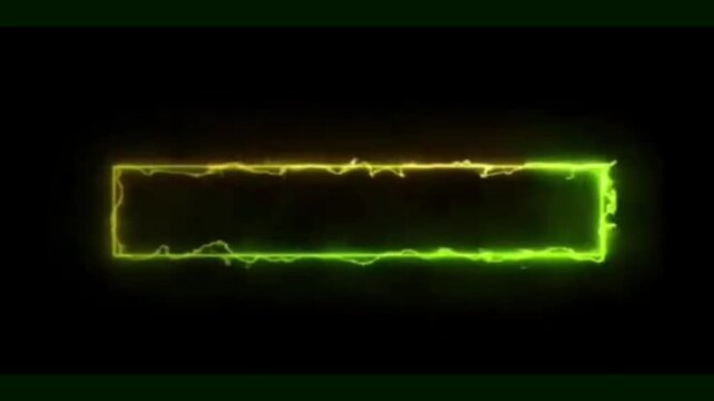Glowing Electric Fire Rectangular Frame Motion Animation Overlay Background on Black