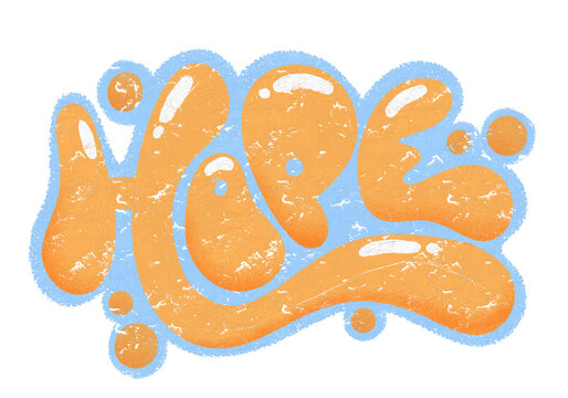  word bubble text graffiti with watercolor brush effect handmade