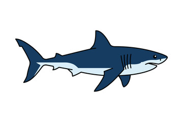 Fototapeta premium Great White Shark Flat Vector Illustration