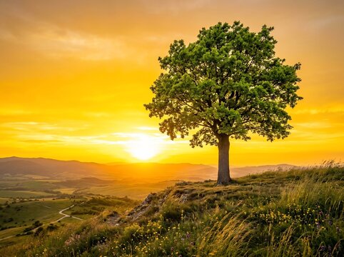 lone tree sunset