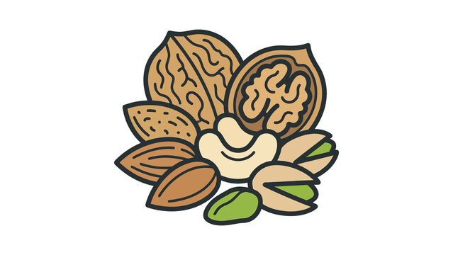 Assorted Nuts Vector Clipart