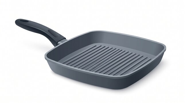 Modern square grill pan with non-stick coating and ergonomic handle for home cooking and kitchen use