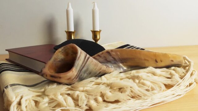 Rosh hashanah traditional objects for jewish new year holiday