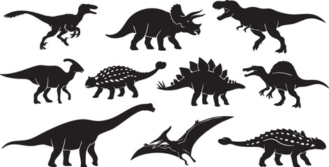 Dinosaur Silhouettes Vector Set © Muhammad