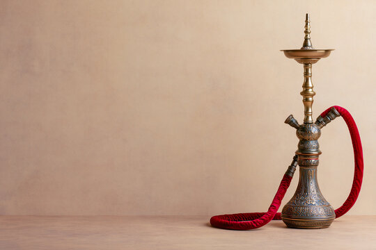 Single ornate traditional hookah cultural decorative still life