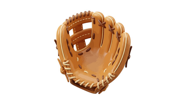 3d illustration of a brown leather baseball glove on a transparent background
