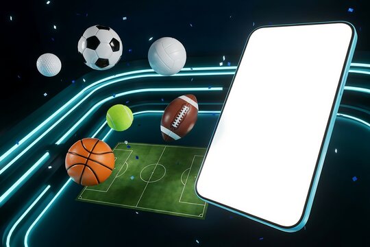 Smartphone with Floating Sports Equipment for Digital Sports Technology and Fitness