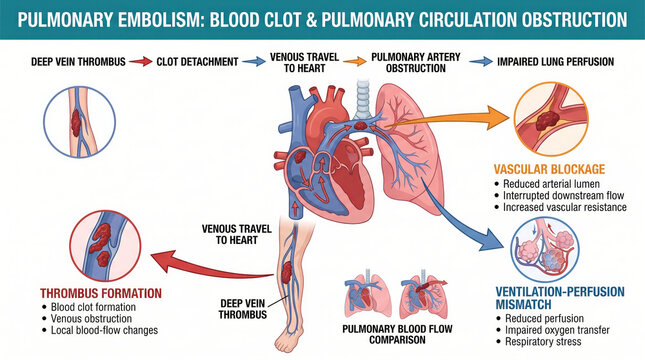 Understanding pulmonary embolism: blood clot journey and lung circulation obstruction