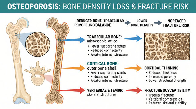 Osteoporosis bone density loss and fracture risk explained visually