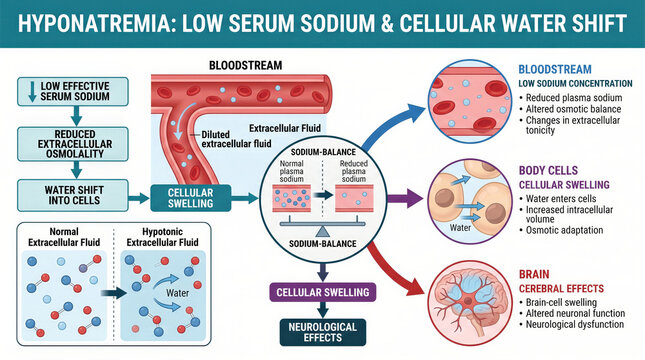 Understanding hyponatremia: low serum sodium and cellular water shift explained