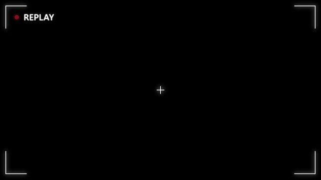 Professional video recording replay screen overlay with centered crosshair and framing guides