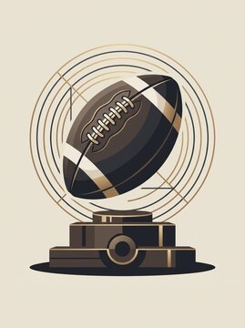 American Football Ball Trophy with Elegant Geometric Circular Design
