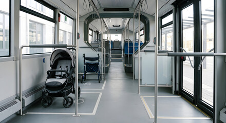 Obraz premium Barrierefreier Mehrzweckbereich in einem modernen Stadtbus