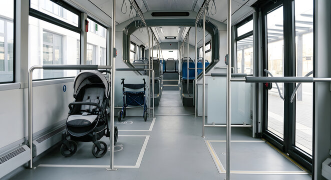 Barrierefreier Mehrzweckbereich in einem modernen Stadtbus