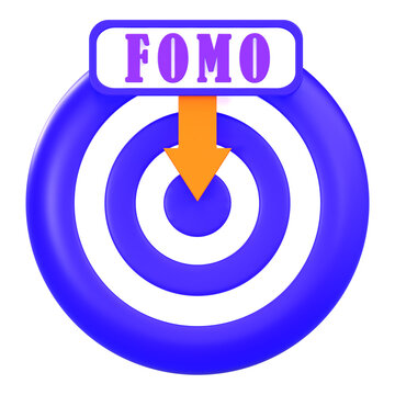 Fear of Missing Out Concept with FOMO Sign and Bullseye Target Arrow
