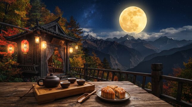 Chinese mooncake festival. Mid Autumn festival.