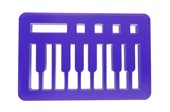 3D purple MIDI keyboard controller icon isolated on white background for music production software interface