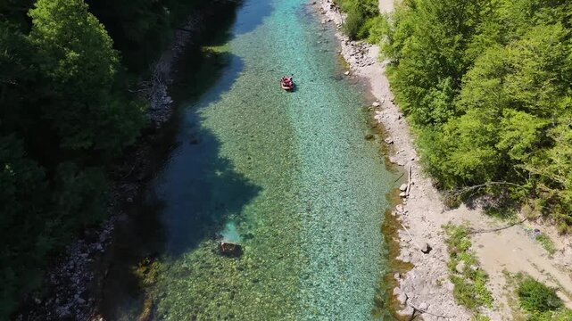 Drina River and rafting filmed from the air with a drone