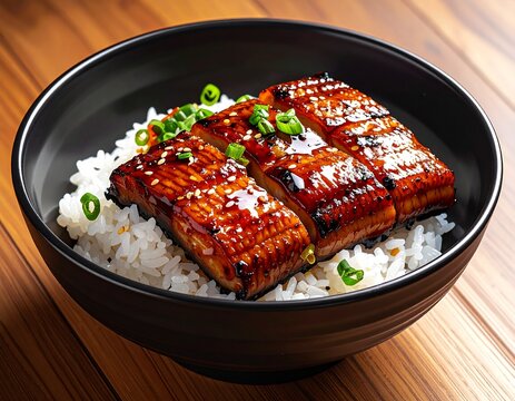Japanese grilled eel (unagi) main dish elegant presentation