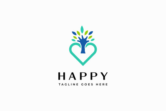 Happy Heart Tree Logo Symbolizing Wellness, Growth, Community and Caring Support