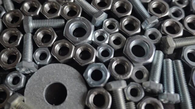Steel nuts and bolts hardware background