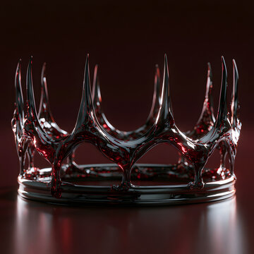 Liquid red crown splash shaped like a royal diadem on a dark background