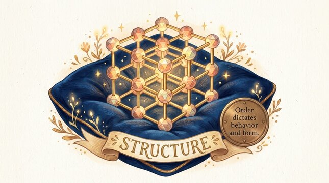 Sacred Geometry Structure on Blue Velvet Cushion with Golden Floral Accents and Inspirational Quote, symbolizing order and form.