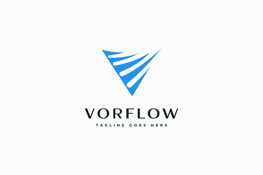 Abstract Blue Triangle Logo Concept For Modern Business Brand Identity And Flow Design