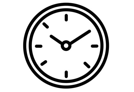Black outline wall clock with double frame icon transparent background