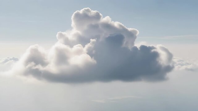 Serene cloud drifting gracefully across pale blue sky peaceful nature landscape calm atmosphere