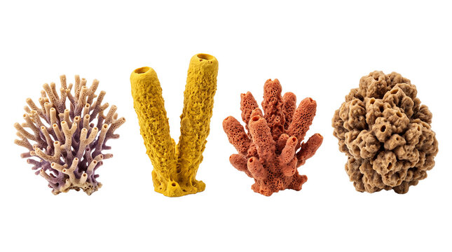 sponge marine animal PNG set , white background as transparent